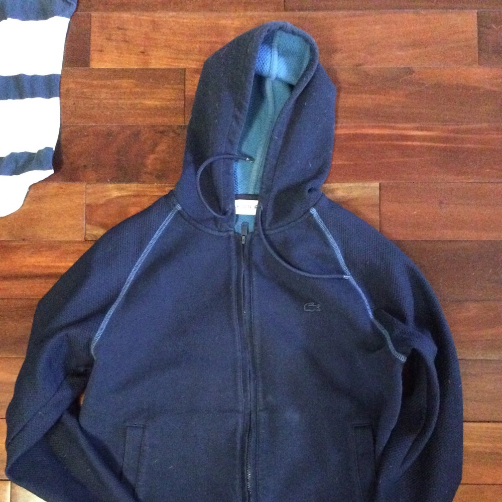 Lacoste Navy Blue Zip Up Hoodie. Size M